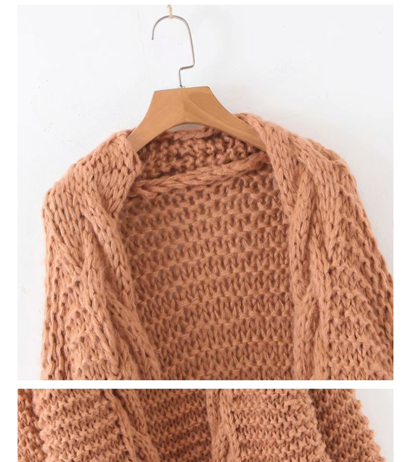 Fashion Khaki Knitted Twist Fringed Sweater,Sweater
