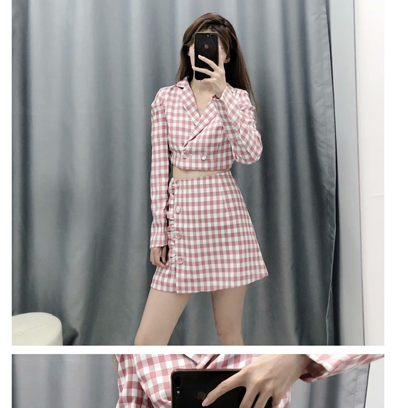 Fashion Red Checked Single-breasted A-line Skirt,Skirts