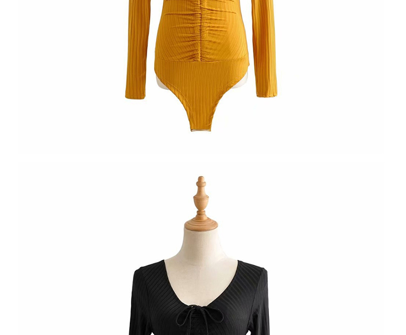 Fashion Black Threaded V-neck Lace Jumpsuit,Bodysuits