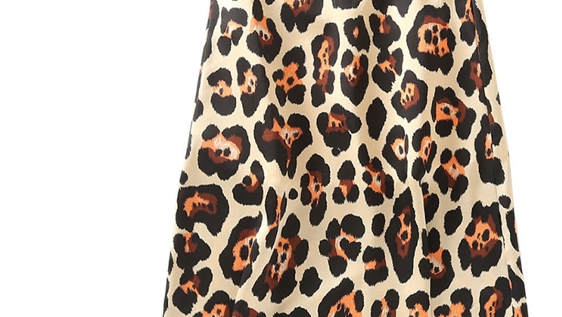 Fashion Khaki Leopard-print High-waist Skirt,Skirts