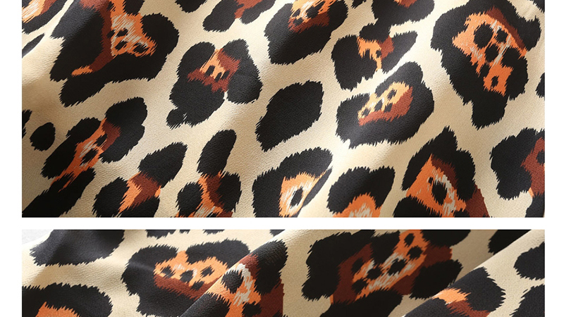 Fashion Khaki Leopard-print High-waist Skirt,Skirts