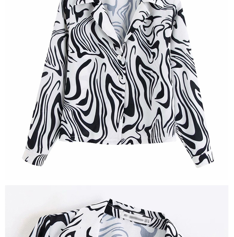 Fashion Black Flower-print Lapel Single-breasted Shirt,Blouses