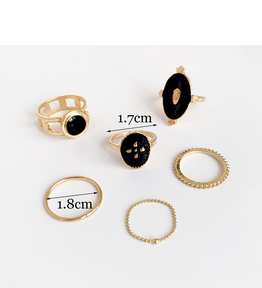 Fashion Golden Alloy Black Dripping Ring Set,Rings Set