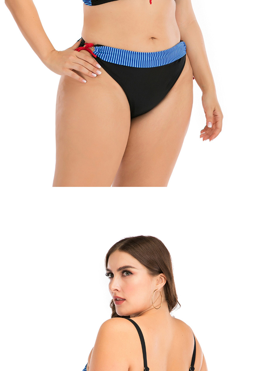 Fashion Blue Large Contrast Split Swimwear,Swimwear Plus Size