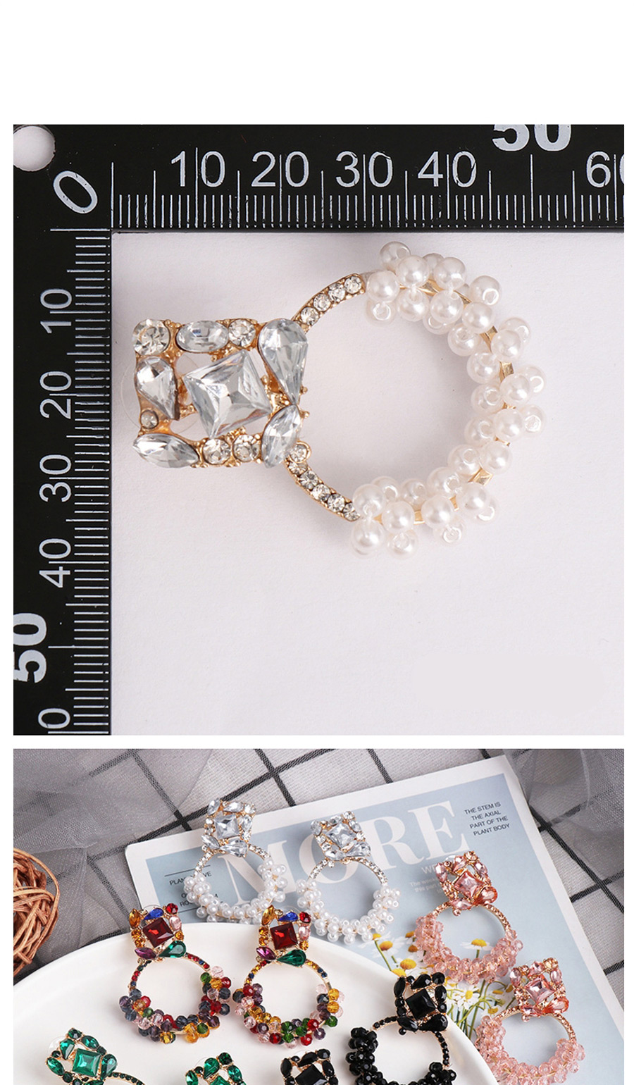 Fashion White Diamond-studded Round Pearl Stud Earrings,Drop Earrings