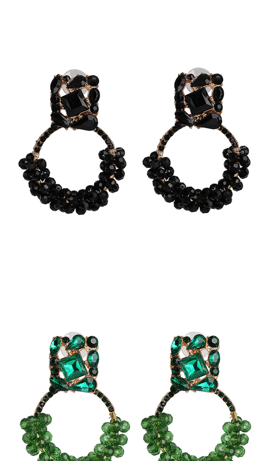 Fashion Color Crystal Round Geometric Stud Earrings With Diamond Winding,Drop Earrings