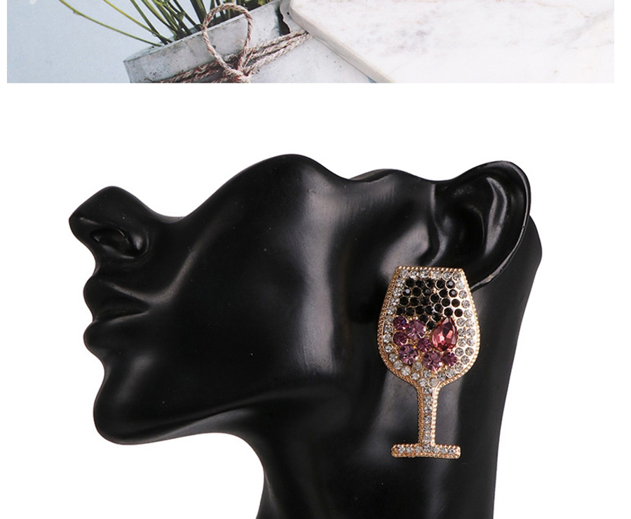 Fashion Champagne Wine Glass Earrings With Diamonds,Stud Earrings
