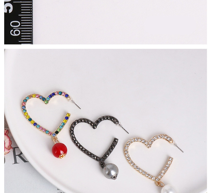 Fashion Color Love Heart Pierced Earrings With Diamonds,Hoop Earrings