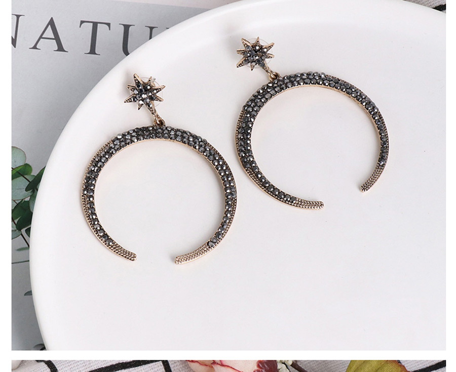 Fashion Color Star Moon Moon Earrings With Diamonds,Drop Earrings