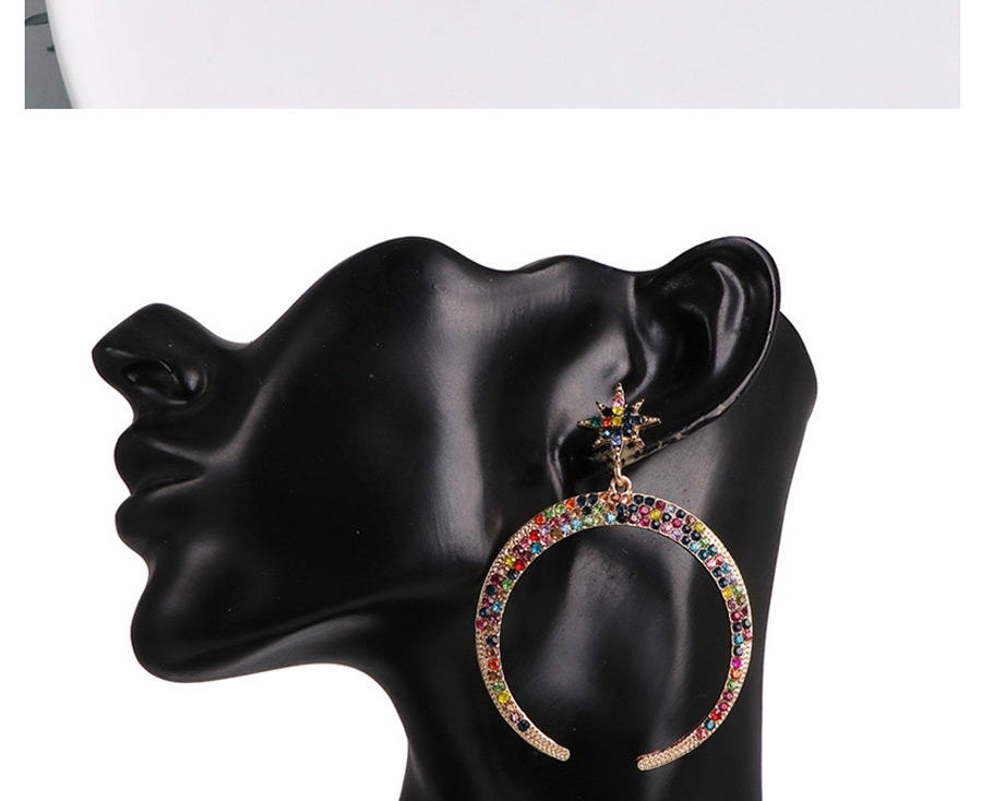 Fashion Color Star Moon Moon Earrings With Diamonds,Drop Earrings