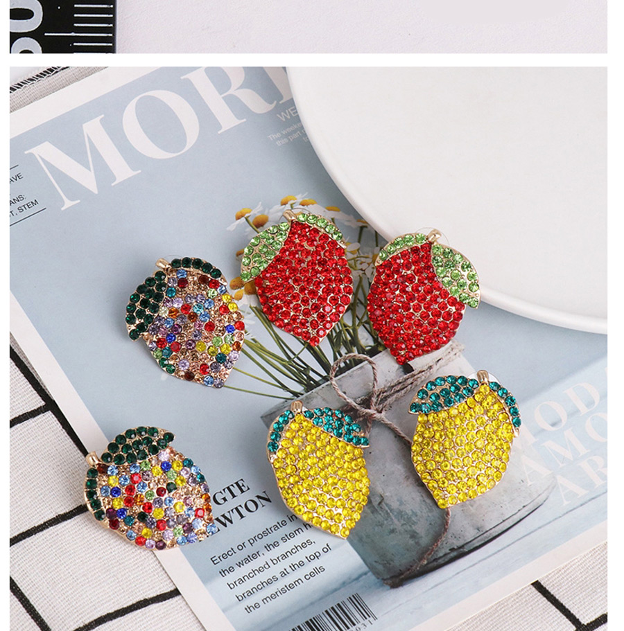 Fashion Color Contrast Lemon Earrings With Diamonds,Stud Earrings