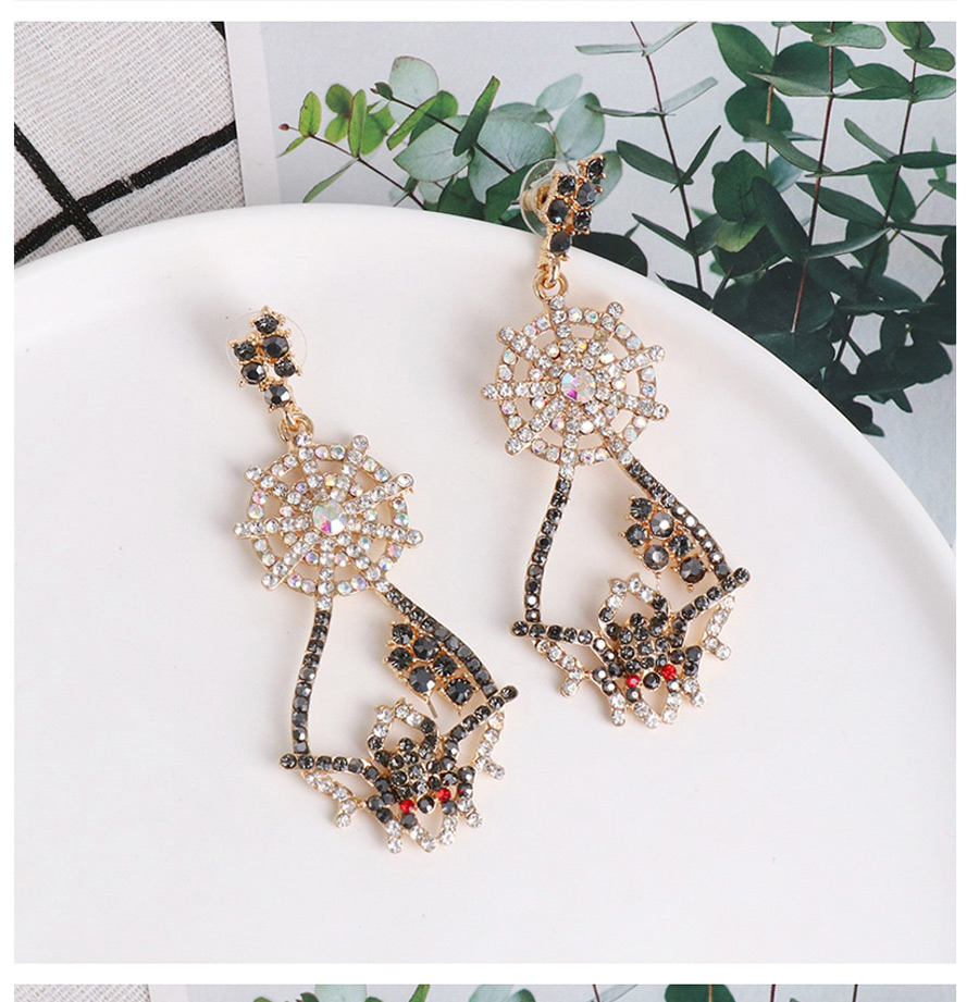 Fashion Color Cutout Geometric Stud Earrings With Spider Web,Drop Earrings