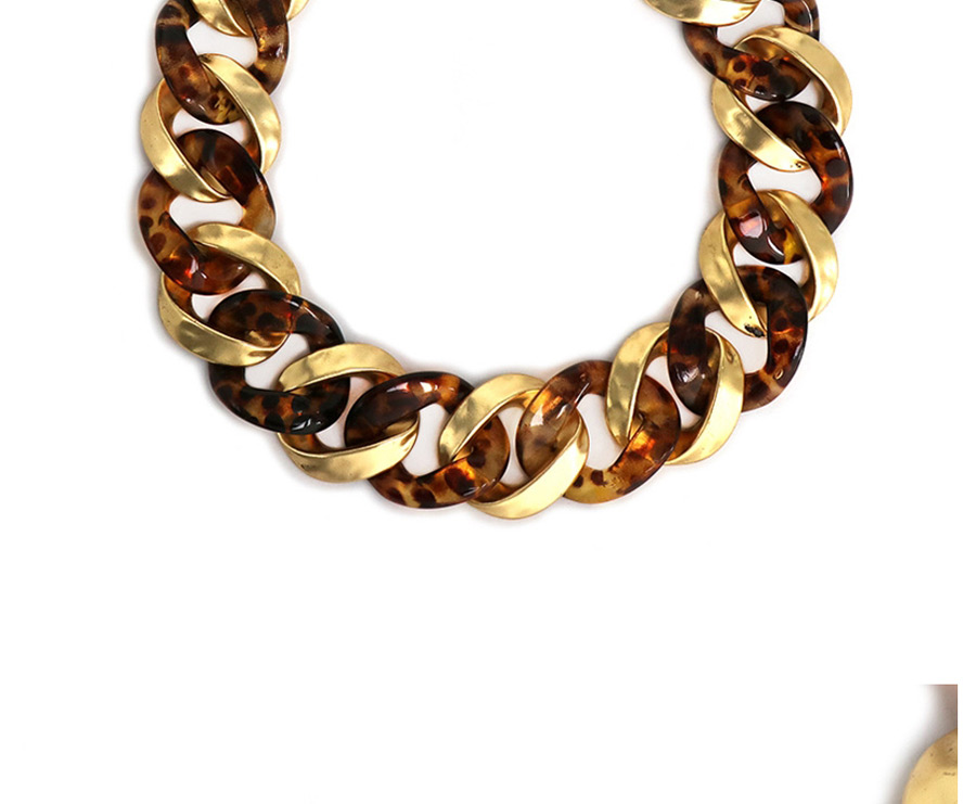 Fashion Golden Alloy Acrylic Stitched Necklace,Chains