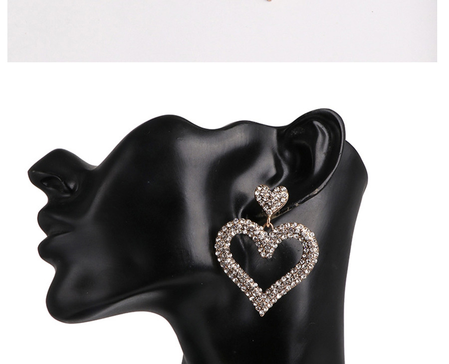 Fashion White Diamond Symmetric Heart Pierced Earrings,Drop Earrings