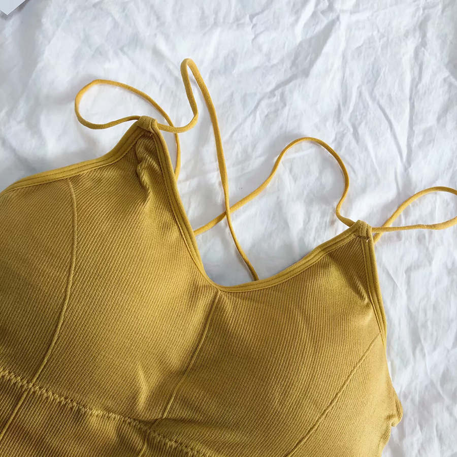 Fashion Yellow Cross Back Stitching Beauty Back Underwear,SLEEPWEAR & UNDERWEAR