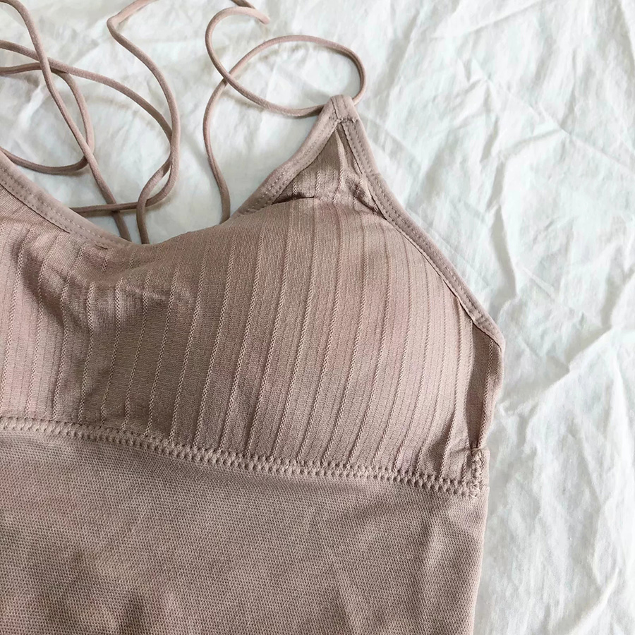 Fashion Pink Striped Stitching Open Back Lingerie,SLEEPWEAR & UNDERWEAR