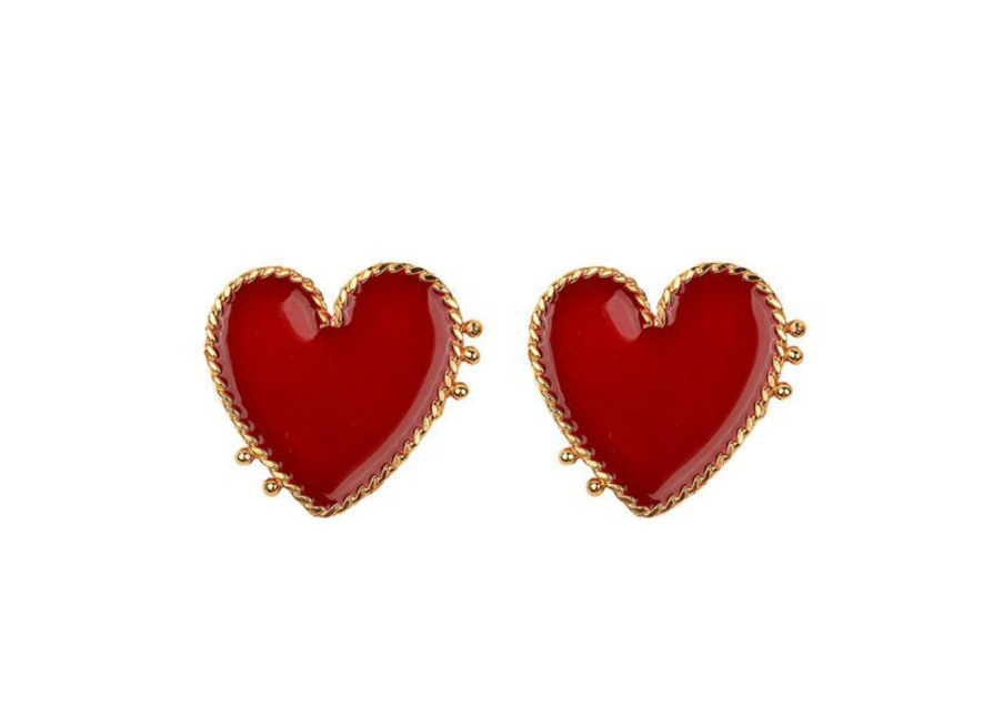 Fashion Red Love Oil Drop Alloy Earrings,Stud Earrings
