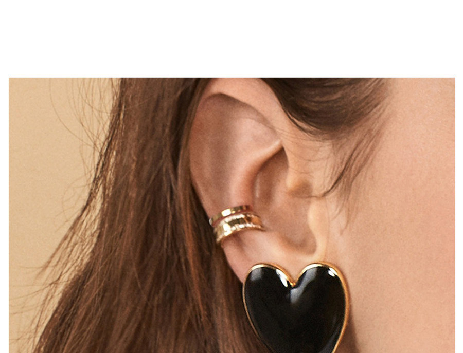 Fashion Black Metal Heart Stud Earrings,Stud Earrings