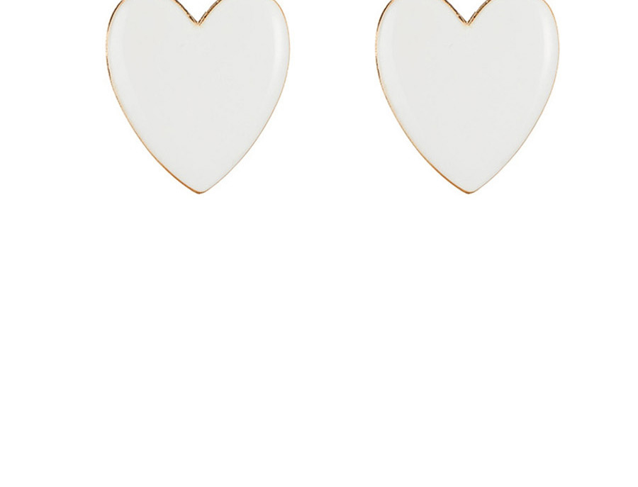 Fashion White Love Drop Oil Irregular Earrings,Stud Earrings