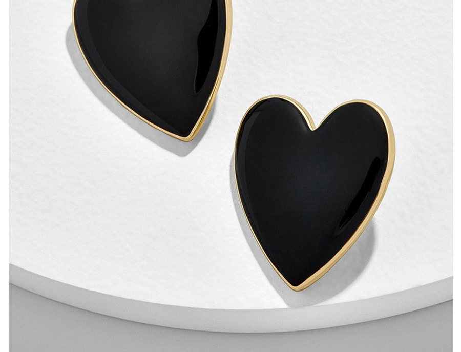 Fashion Black Love Drop Oil Irregular Earrings,Stud Earrings