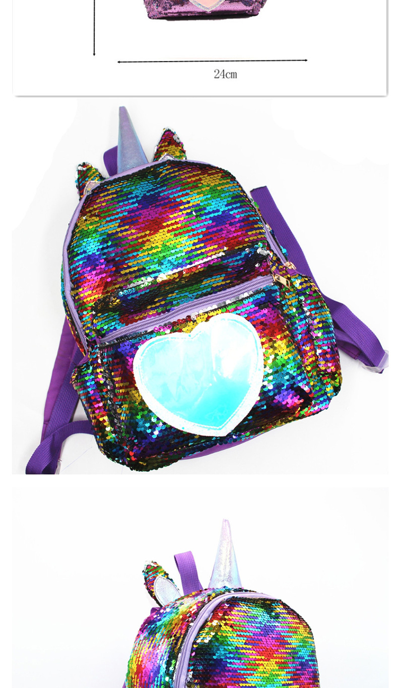 Fashion Seven Color Trumpet Unicorn Love Sequin Children Backpack,Backpack