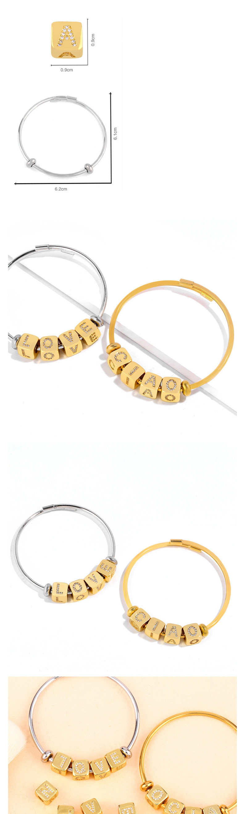 Fashion Golden A Diamond Sieve Diy Bracelet,Jewelry Findings & Components