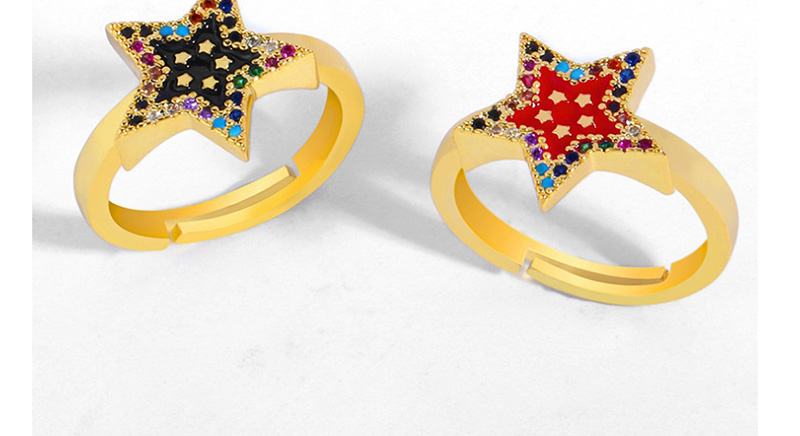 Fashion Red Pentagram Open Dripping Diamond Ring,Rings