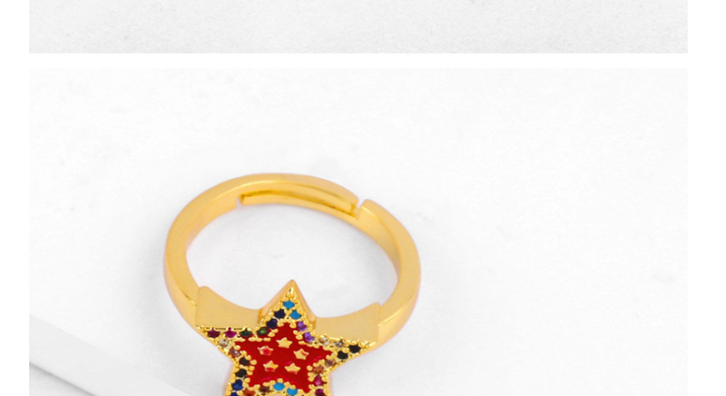 Fashion Red Pentagram Open Dripping Diamond Ring,Rings