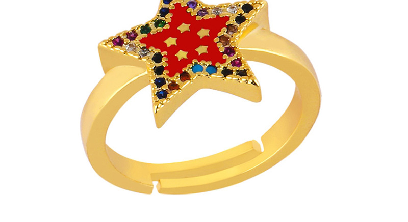 Fashion Black Pentagram Open Dripping Diamond Ring,Rings
