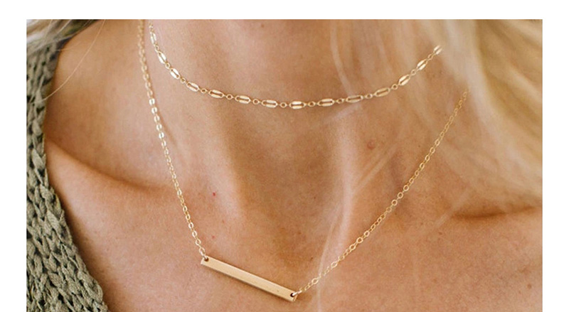 Fashion Rose Gold Double-layer Curved Double-layer Necklace,Necklaces