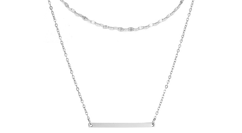 Fashion Steel Color Double-layer Curved Double-layer Necklace,Necklaces