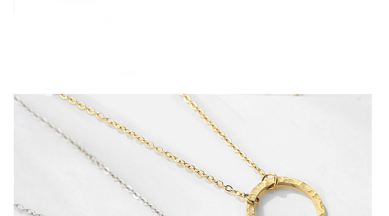 Fashion Golden Stainless Steel Hollow Round Stacked Necklace,Necklaces