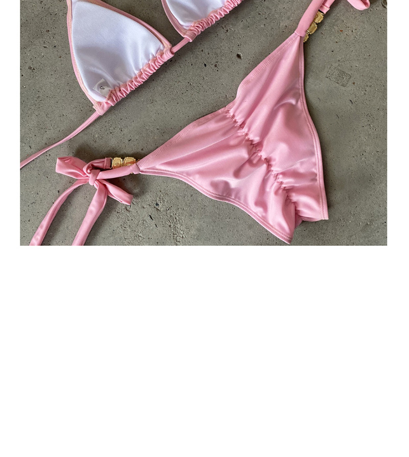 Fashion Pink Crystal And Diamond Bandage Split Swimsuit,Bikini Sets