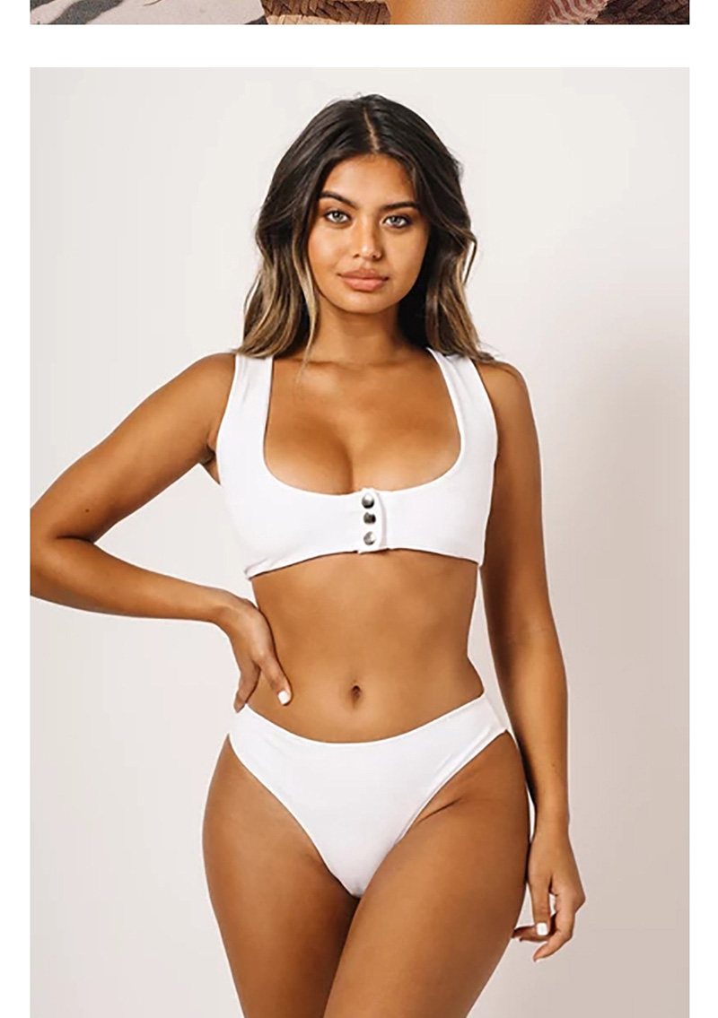 Fashion White Concealed Vest Split Swimsuit,Bikini Sets