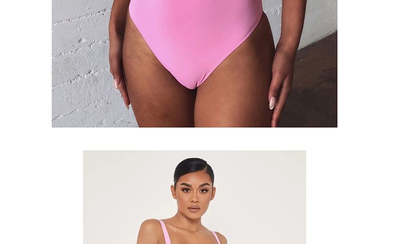 Fashion Pink High Waist Split Swimsuit With Diamond Belt,Bikini Sets