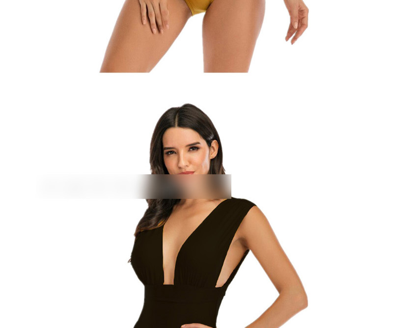 Fashion Yellow Back Lace Up V-neck One Piece Swimsuit,Swimwear Plus Size