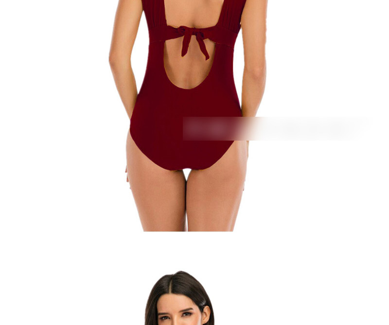 Fashion Coffee Color Back Lace Up V-neck One Piece Swimsuit,Swimwear Plus Size