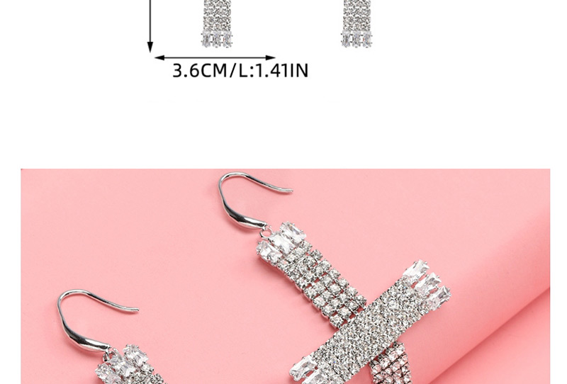 Fashion Silver Alloy Diamond Cross Earrings,Drop Earrings