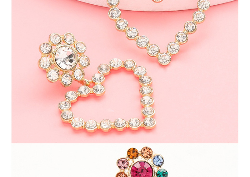 Fashion White Heart Love Flower Earrings With Diamonds,Drop Earrings