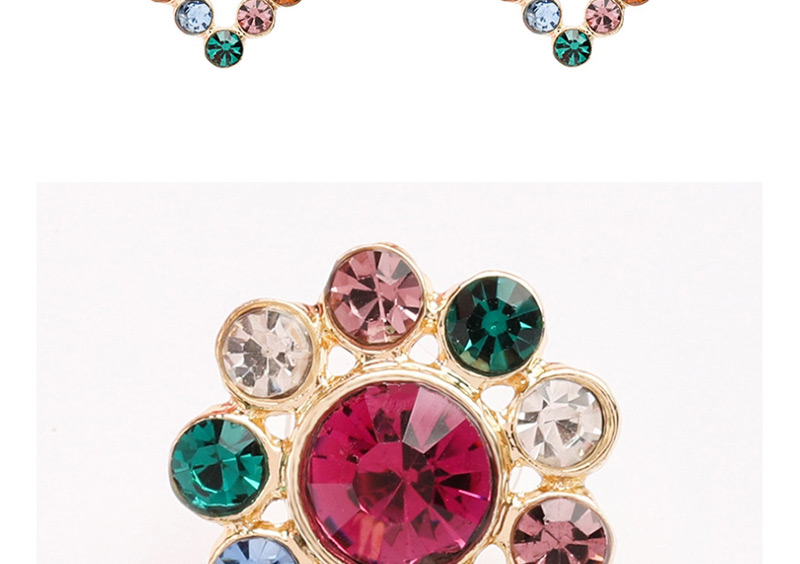 Fashion Color Heart Love Flower Earrings With Diamonds,Drop Earrings