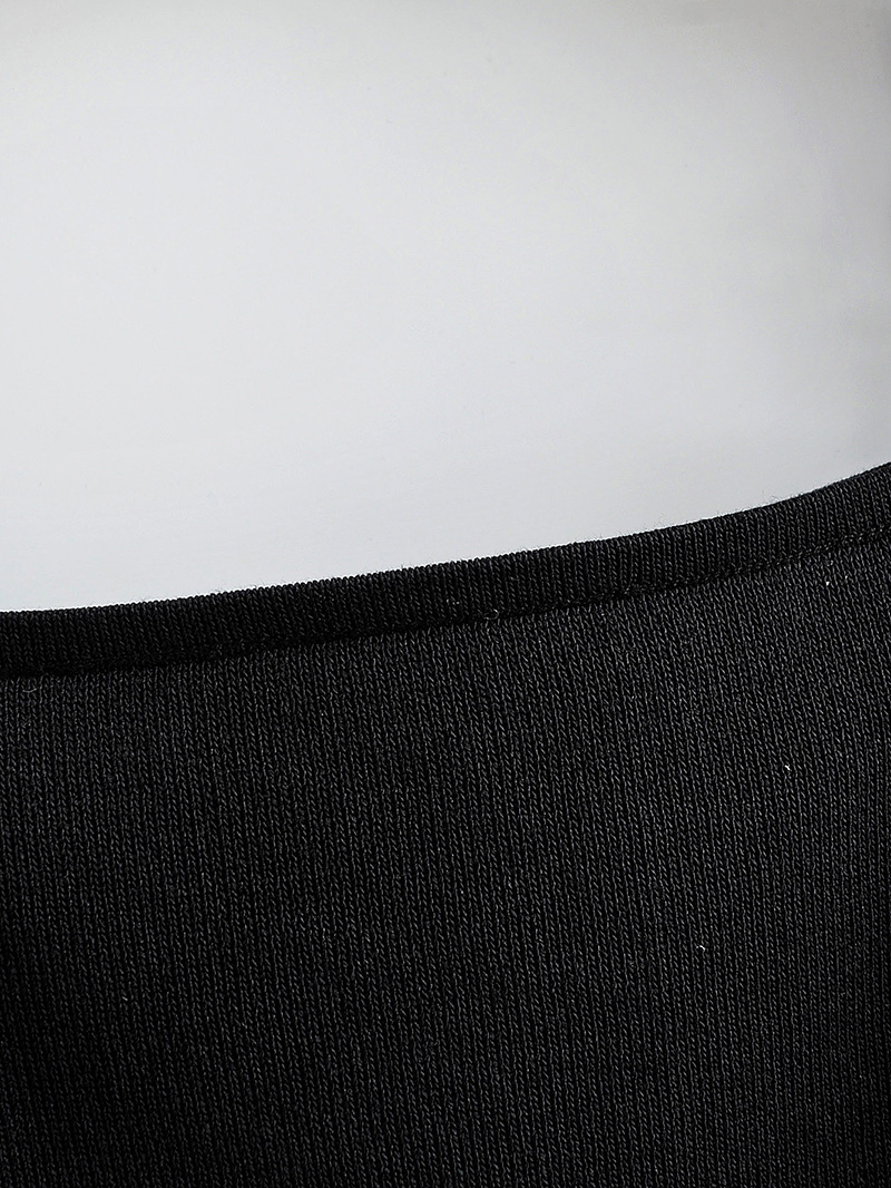 Fashion Black Polka-dot Mesh Square Neck Long Sleeve Shirt,Tank Tops & Camis