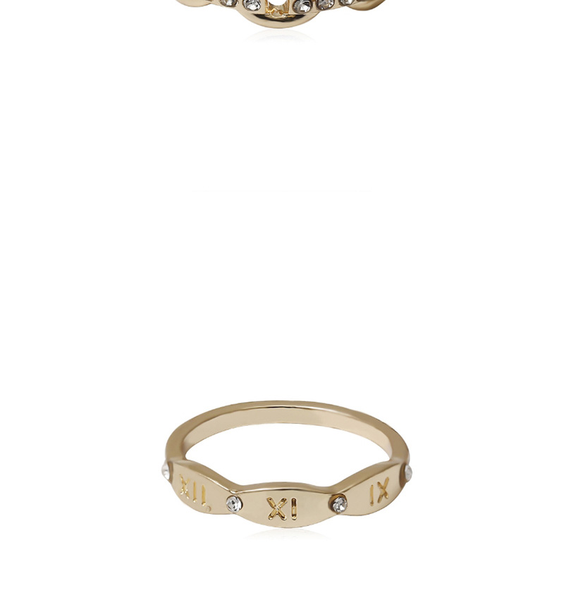 Fashion Golden Bee Letter Openwork Geometric Ring Set,Rings Set