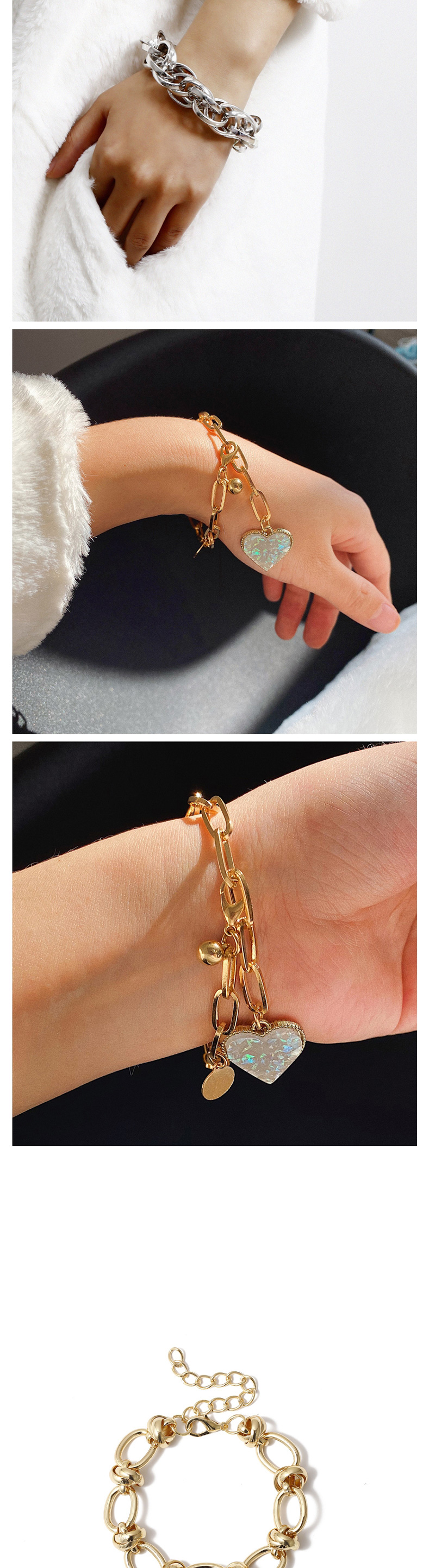 Fashion Golden Acrylic Love Circle Geometric Bracelet,Fashion Bracelets