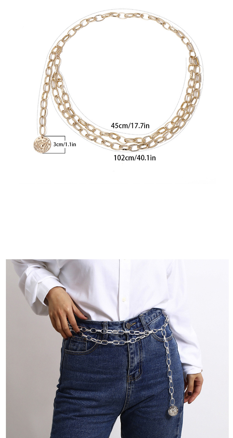 Fashion Golden Multi-layer U-shaped Fringed Embossed Disc Waist Chain,Body Piercing Jewelry