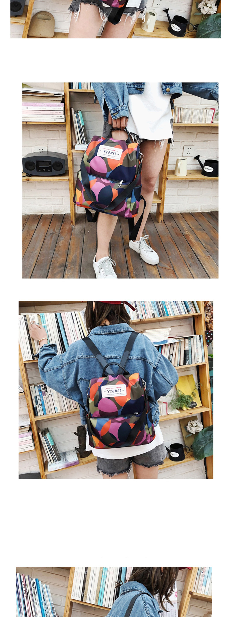 Fashion Black Nylon Lettering Backpack,Backpack
