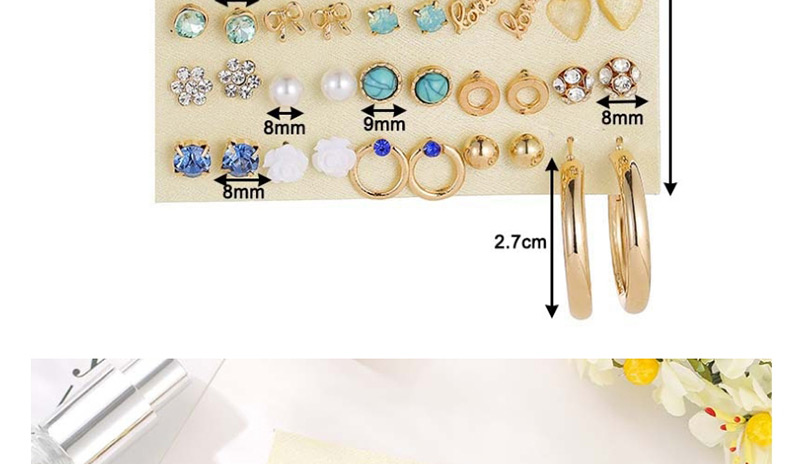 Fashion Color Pearl Ball Geometric Earrings Set Of 30,Earrings set
