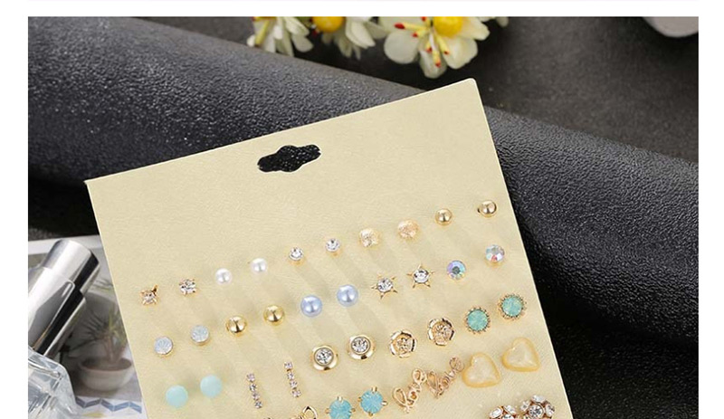 Fashion Color Pearl Ball Geometric Earrings Set Of 30,Earrings set