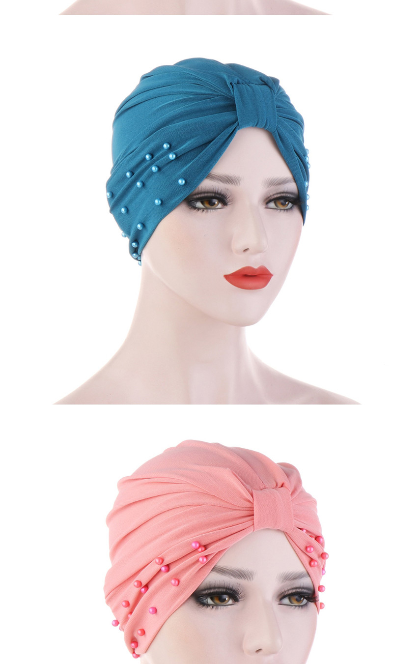 Fashion Lake Blue Crystal Studded Pearl Turban Hat,Fashion Anklets