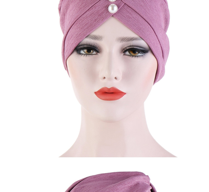 Fashion Navy Bamboo Linen Forehead Folds With Pearl Turban Hat,Fashion Anklets