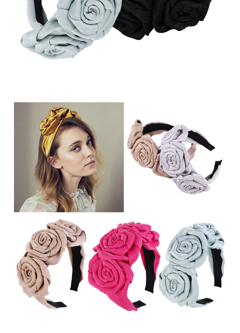 Fashion Light Blue Rose Flower Satin Headband,Head Band